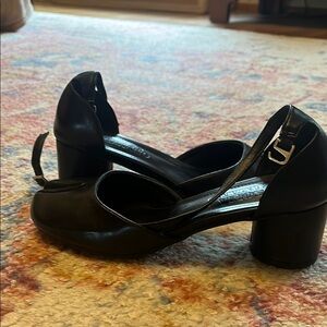 Tabi Sofia Romano Black Vegan Leather Round Block Heels 39 8